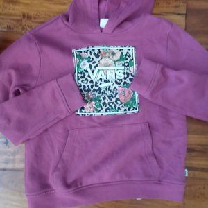 Girls maroon Vans hoodie with leopard and flowers size L
